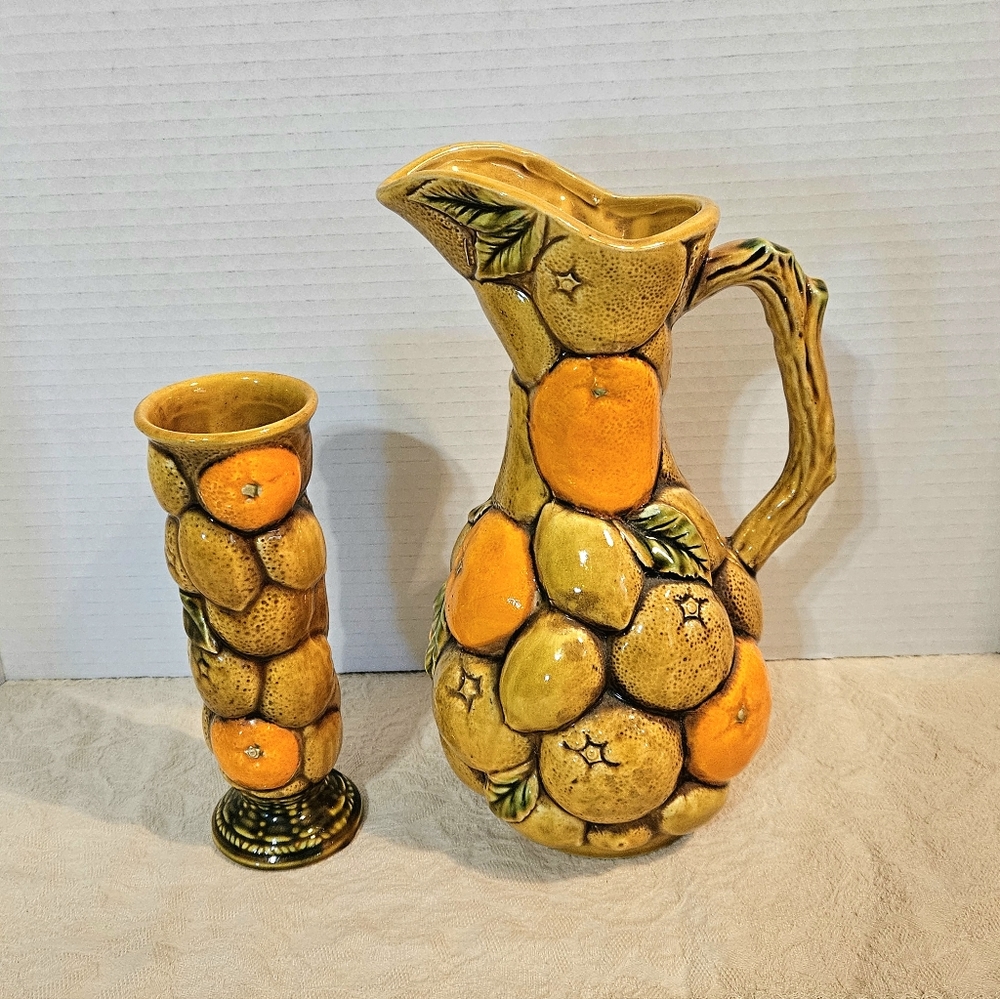 Vintage Inarco Ceramic Fruit Pitcher and Vase MCM Kitchen Decor